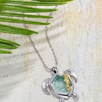 KILIKO　JEWELRY（東京切子）　×　ハワイアンジュエリー 　ネックレス　ホヌ　菊　ピーコックグリーン