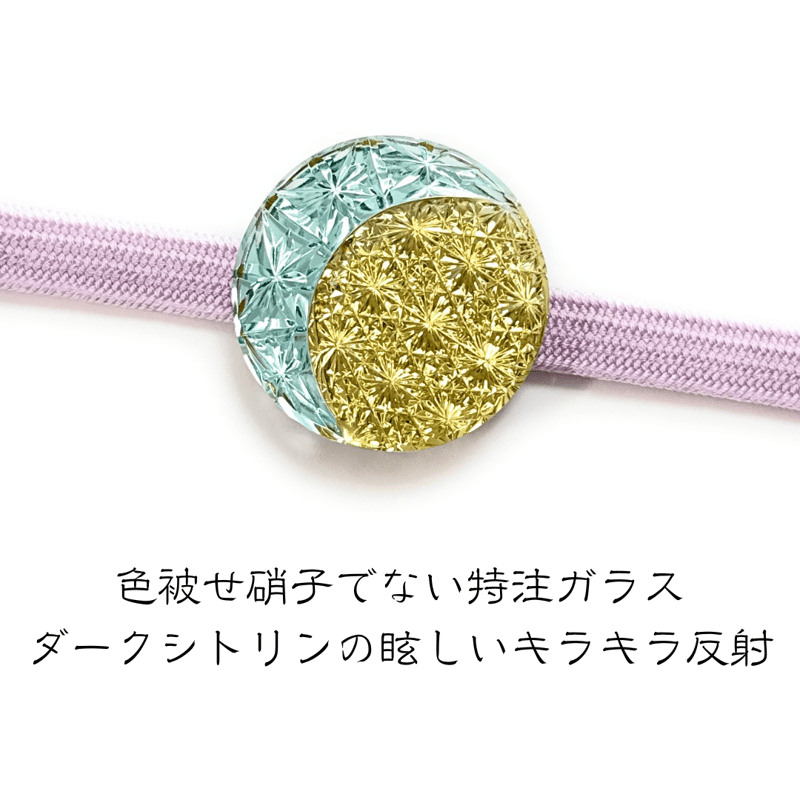 切子  帯留め 東京切子帯留め 丸 菊 ダークブルー・ゴールド | iichi 日々の暮らしを