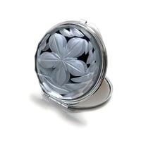 東京切子（花切子）コンパクトミラー　プルメリア 　シルバー