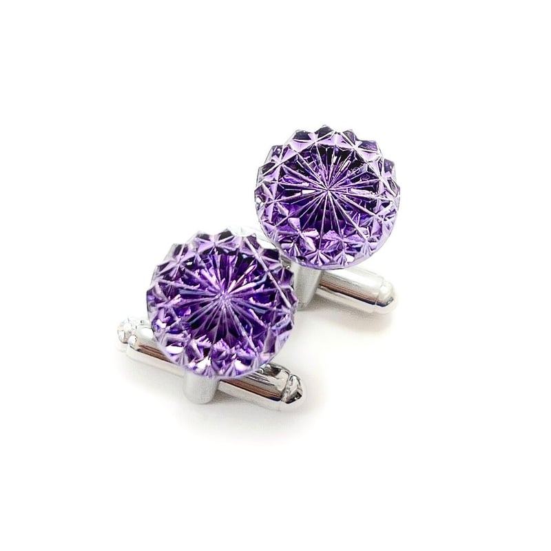 東京切子カフスボタン 菊 パープル | 東京切子KILIKO・光学切子スタジオ