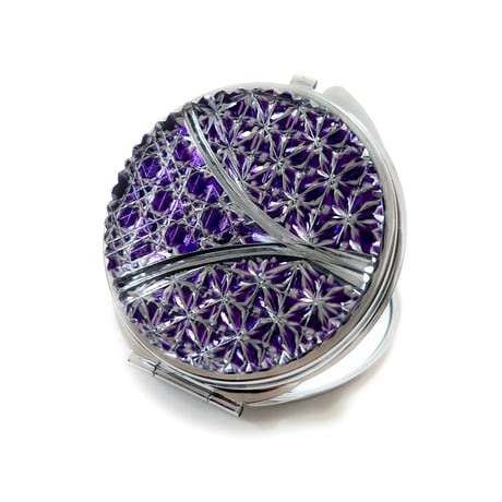 東京切子コンパクトミラー　海神　　～わだつみ～     紫　Silver