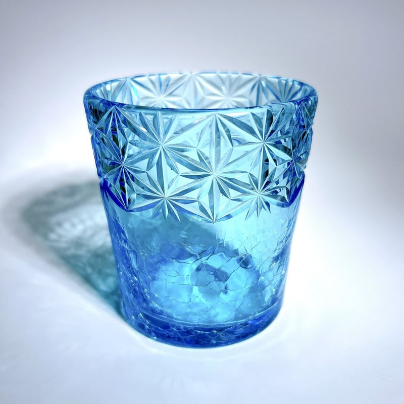贅沢仕上げ」琉球ガラスx東京切子ロックグラス 千代紙 空 | 東京切子