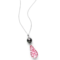 KILIKO　JEWELRY（東京切子）ネックレス　麻乃葉　drop金赤　+　黒蝶パール