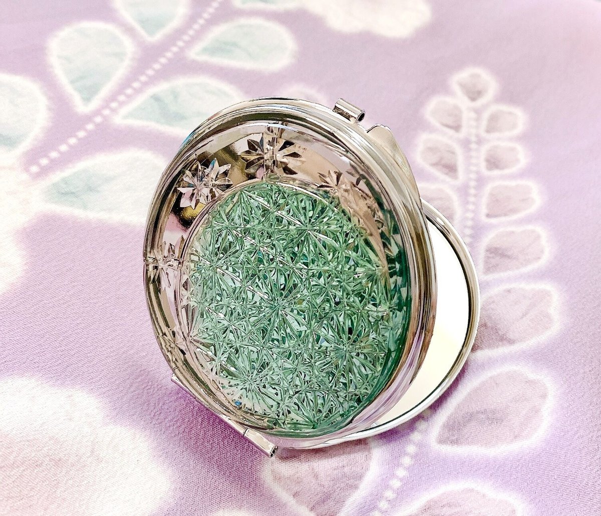 【貴重】純天銀 彫刻 コンパクト ミラー 銀 Silver 彫金 純天銀 コンパクト ミラー アンティーク レトロ