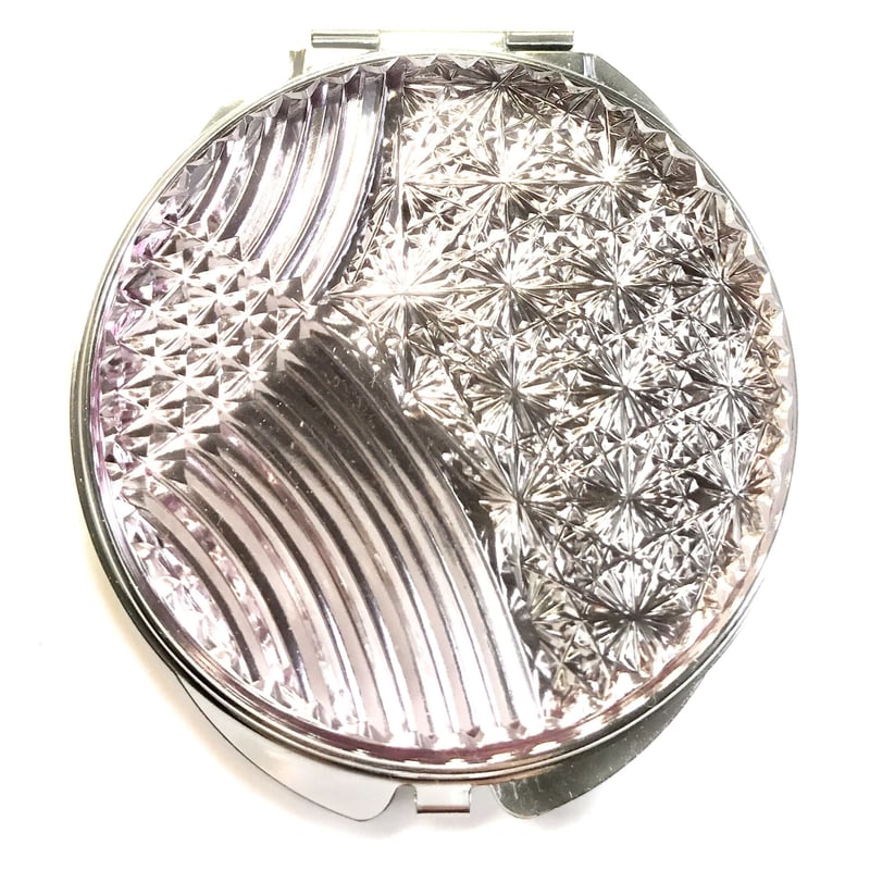 アメジスト　鏡　ミラー 東京切子コンパクトミラー 流菊 Silver アメジスト | 東京切子KILIKO