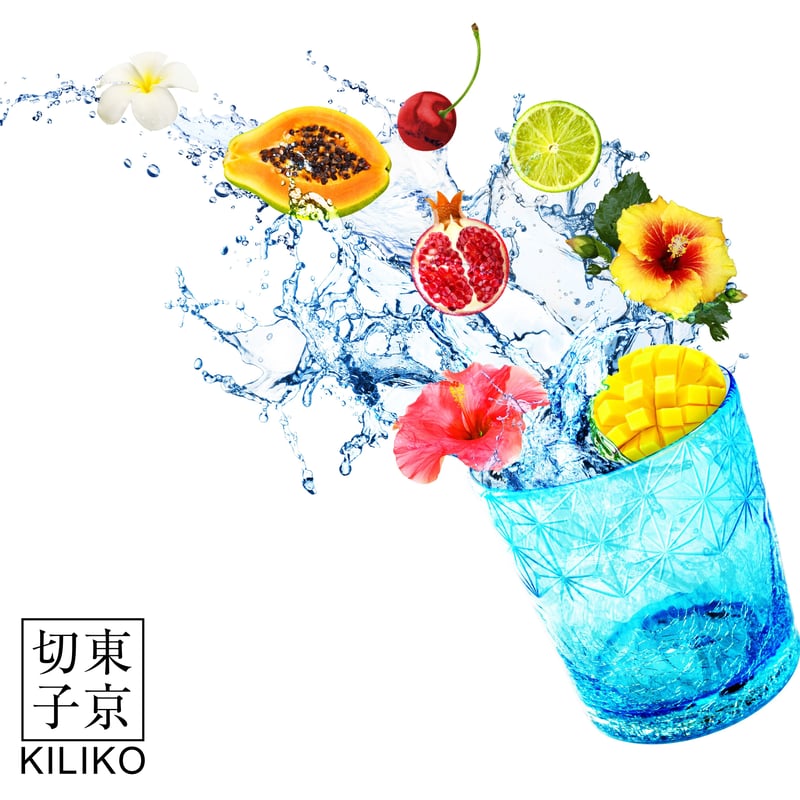 琉球ガラス x 東京切子（花切子）グラス 千代紙 空 | 東京切子KILIKO