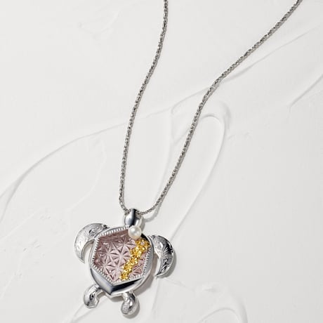 KILIKO　JEWELRY（東京切子）　×　ハワイアンジュエリー 　ネックレス　ホヌ　麻乃葉　アメジスト
