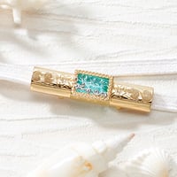 KILIKO　JEWELRY（東京切子）　×　ハワイアンジュエリー 帯留　星姫　ピーコック・ゴールド