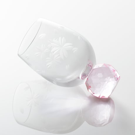 キラキラ東京切子　ぐい吞み　桜　ピンク