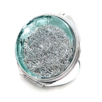 東京切子コンパクトミラー　組切子　月姫　ピーコックグリーン　 Silver