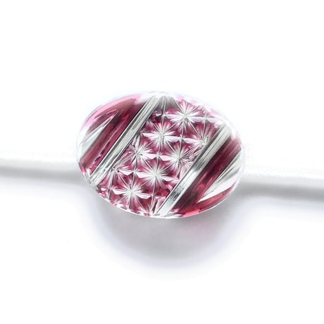 東京切子帯留め  Tradition  オーバル　ライト金赤