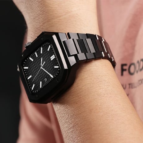 [MO034] ★Apple Watch belt 44mm/45mm★ アップルウォッチ バンパーケース+替えベルト セット ステンレス フルメタル 高見え シンプル