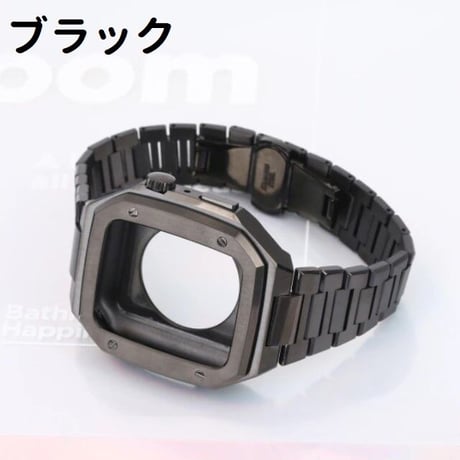 [MO034] ★Apple Watch belt 44mm/45mm★ アップルウォッチ バンパーケース+替えベルト セット ステンレス フルメタル 高見え シンプル