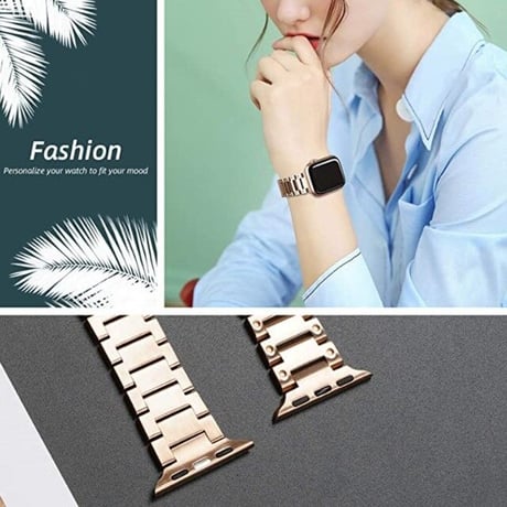 [MO217] ★Apple Watch belt 38mm/41mm/42mm/40mm/44mm/45mm ★ アップルウォッチ 替えベルト ステンレススチール メタリック アクセントホール