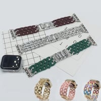 [MO224] ★Apple Watch belt 38mm/40mm/42㎜/44mm ★ アップルウォッチ 替えベルト 2連チェーン ブレスレット クリア マット メタル ポップ