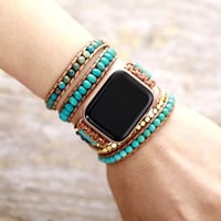 [MO249] ★Apple Watch belt 38mm/40mm/41mm/42mm/44mm/45mm ★ アップルウォッチ 替えベルト 長さ選べる ビーズ ロープ ブレスレット ボヘミアン