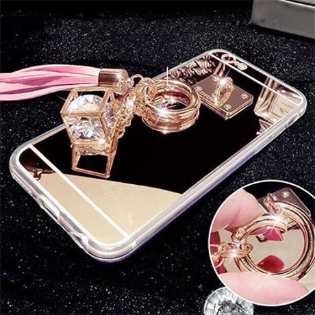 【AO126】★ iPhone6 / 6Plus / 6s / 6sPlus / 7 / 7Plus ★ きらきらストーンビジュー チャーム付 iPhoneケース