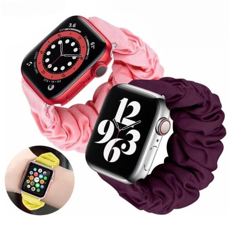 [MO113-2] ★Apple Watch belt 38mm/41mm/42mm/40mm/44mm/45mm★ アップルウォッチ 替えベルト シュシュバンド 無地 グラデーション ファー
