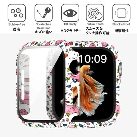[MO126] ★Apple Watch belt 38mm/42mm/40mm/44mm★ アップルウォッチ バンパーケース+シリコンベルト セット プリント アニマル 花柄