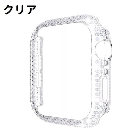 [MO240] ★Apple Watch Bumper case 38mm/40mm/42mm/44mm ★ アップルウォッチ バンパーケース ラインストーン メタリックカラー クリア プラスチック