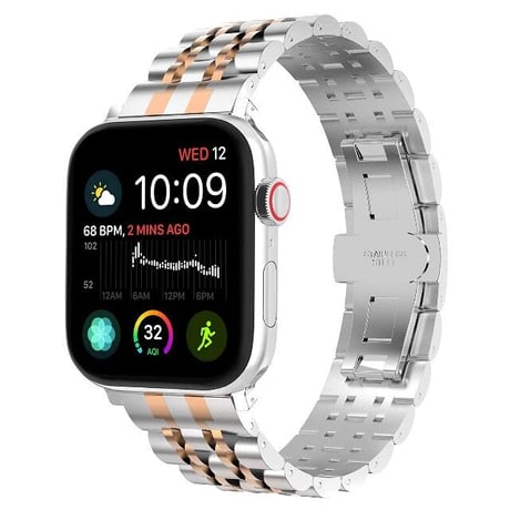 [MO207] ★Apple Watch belt 38mm/42mm/40mm/44mm★ アップルウォッチ 替えベルト メタリック ステンレススチール ワンカラー ラインアクセント ビジネスシーン