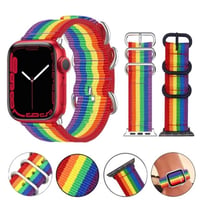 [MO110] ★Apple Watch belt 38mm/41mm/42mm/40mm/44mm/45mm★ アップルウォッチ 替えベルト レインボー 虹色 カラフル ナイロンベルト