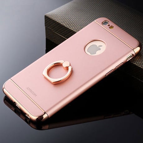 【MT002】iPhone6/6s/6Plus/6sPlusケース　バンカーリング付き メタリック iPhoneケース（ブラック/シルバー/ゴールド/レッド/ローズゴールド）高級　シンプル