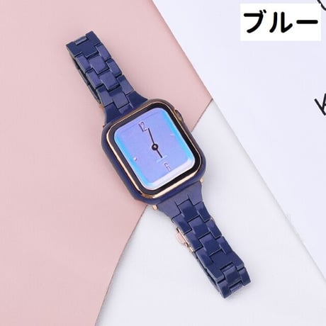 [MO227] ★Apple Watch belt 38mm/40mm/41mm/42㎜/44mm/45mm ★ アップルウォッチ セット レジン 軽量 メタルバックル 細ベルト 華奢見え