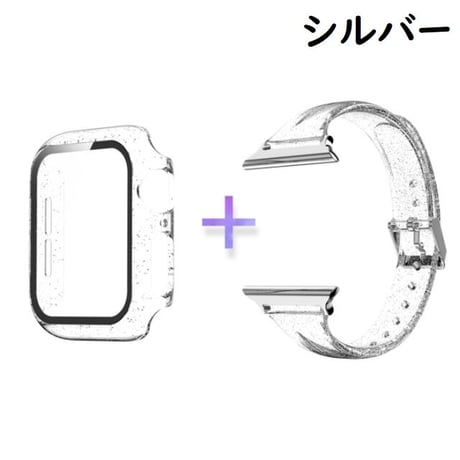[MO106] ★Apple Watch belt 38mm/42mm/40mm/44mm★ アップルウォッチ バンパーケース+替えベルト セット キラキラ ラメ クリアストラップ シリコン