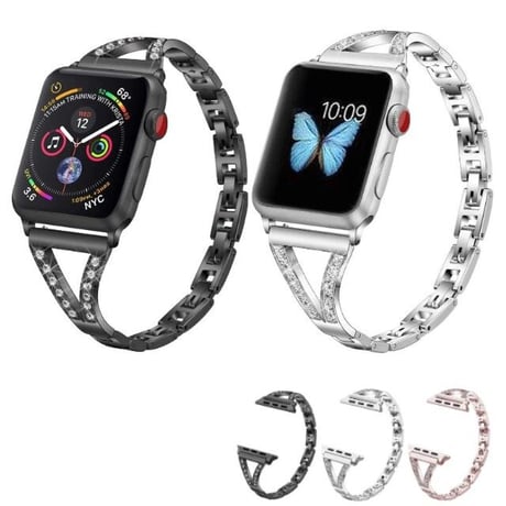 [MO228] ★Apple Watch belt 38mm/40mm/42㎜/44mm ★ アップルウォッチ 替えベルト トライアングルデザイン ブレスレット ラインストーン 華奢 ラグジュアリー