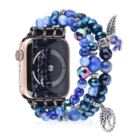 [MO209] ★Apple Watch belt 38mm/41mm/42mm/40mm/44mm/45mm ★ アップルウォッチ セット ビーズ ブレスレット ストーン風 ラインストーン アジアン