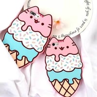 [MD426] ★ iPhone 6 / 6s / 6Plus / 6sPlus / 7 / 7Plus / 8 / 8Plus  ★ シェルカバー ケース ネコ アイス シリコン SNS映え