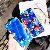 [MD397] ★ iPhone 6 / 6s / 6Plus / 6sPlus / 7 / 7Plus / 8 / 8Plus / X ★ シェルカバー ケース ブルー フラワー 綺麗