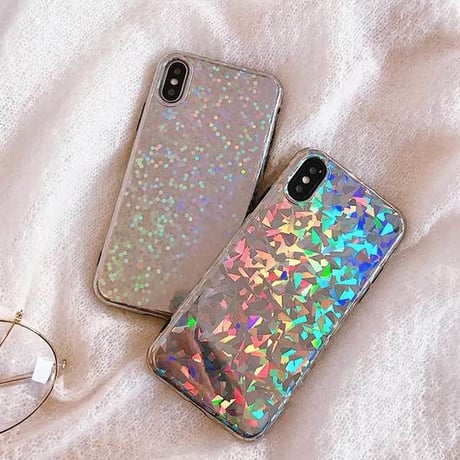 [MD303] ★ iPhone 6 / 6s / 6Plus / 6sPlus / 7 / 7Plus / 8 / 8Plus / X ★ シェルカバー ケース ホログラム きらきら 綺麗