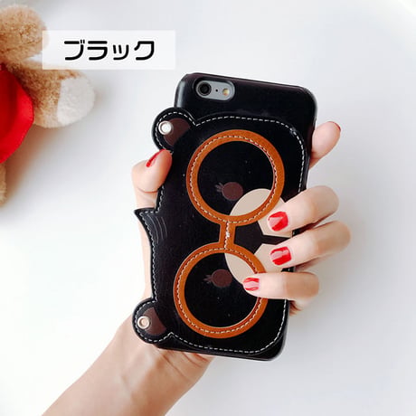 [NW362]  ★ iPhone 6 / 6s / 6Plus / 6sPlus / 7 / 7Plus / 8 / 8Plus ★ シェルカバー ケース 眼鏡 グラス くま ベア レザー 調