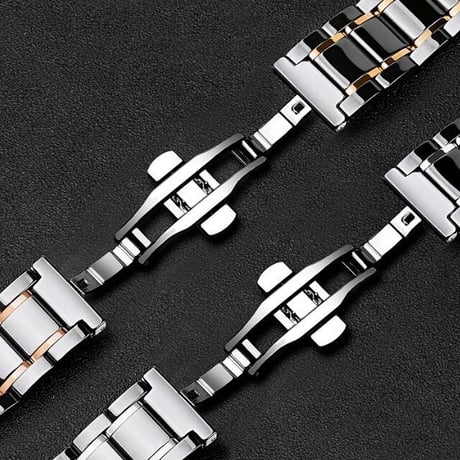 [MO076] ★Apple Watch belt 38mm/40mm/41mm/42mm/44mm/45mm★ アップルウォッチ 替えベルト セラミック メタルライン ブラック