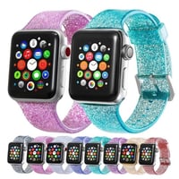 [MO157] ★Apple Watch belt 38mm/42mm/40mm/44mm★ アップルウォッチ 替えベルト シリコン ラメ グリッター ギラギラ クリア 防水