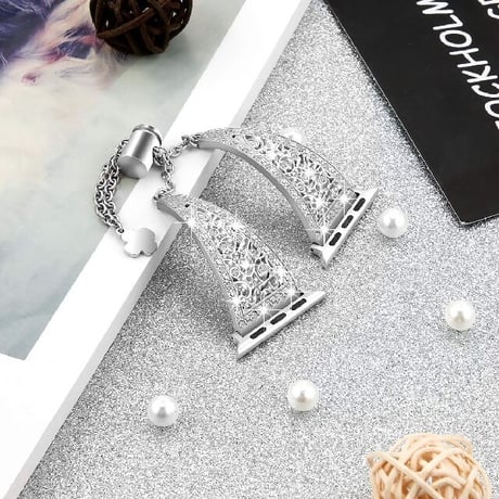 [MO044] ★Apple Watch belt 38mm/41mm/42mm/40mm/44mm/45mm★ アップルウォッチ バンパーケース+替えベルト ブレスレット ラインストーン 高見え