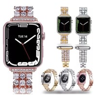 [MO123] ★Apple Watch belt 38mm/41mm/42mm/40mm/44mm/45mm★ アップルウォッチ 替えベルト 3列ラインストーン ステンレススチール ブレスレット