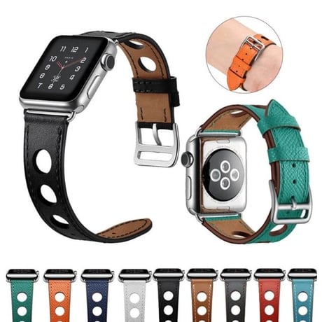 [MO130] ★Apple Watch belt 38mm/42mm/40mm/44mm★ アップルウォッチ 替えベルト レザー センターパンチング エンボス加工 スムース