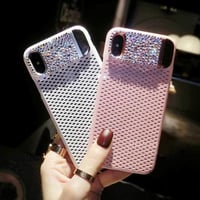 [MD429] ★ iPhone 6 / 6s / 6Plus / 6sPlus / 7 / 7Plus / 8 / 8Plus / X ★ シェルカバー ケース キラキラ メッシュ スタンド