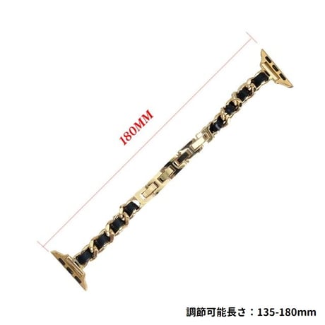 [MO238] ★Apple Watch belt 38mm/40mm/42mm/44mm ★ アップルウォッチ 替えベルト レザーチェーン 細ベルト 異素材ミックス ブレスレット 高見え