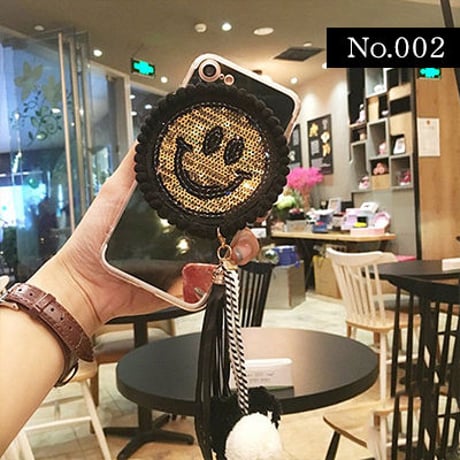 【AO112】★ iPhone7 / 7Plus ★ スパンコール ゴールド＆シルバーにこちゃん iPhoneケース