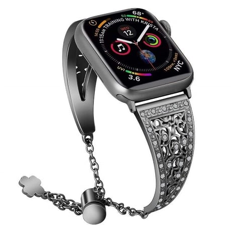 [MO104] ★Apple Watch belt 38mm/41mm/42mm/40mm/44mm/45mm★ アップルウォッチ 替えベルト 高見え ブレスレット ラインストーン クローバーチャーム