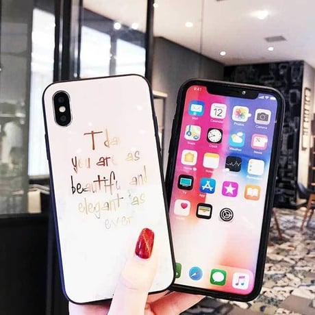 [MD395] ★ iPhone 6 / 6s / 6Plus / 6sPlus / 7 / 7Plus / 8 / 8Plus / X ★ シェルカバー ケース 大理石 メッセージ シンプル