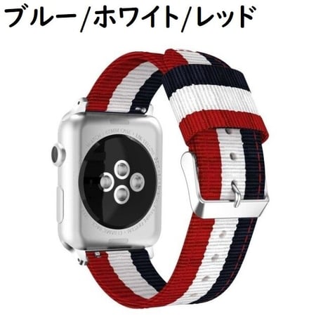 [MO164] ★Apple Watch belt 38mm/42mm/40mm/44mm★ アップルウォッチ 替えベルト ナイロン ストライプ バイカラー スポーティー