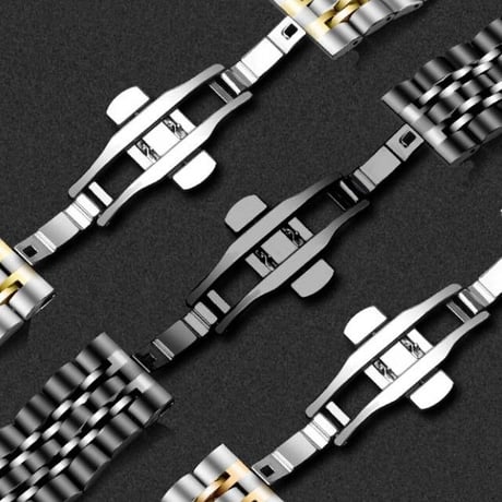 [MO207] ★Apple Watch belt 38mm/42mm/40mm/44mm★ アップルウォッチ 替えベルト メタリック ステンレススチール ワンカラー ラインアクセント ビジネスシーン