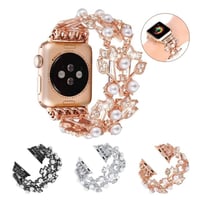 [MO210] ★Apple Watch belt 38mm/41mm/42mm/40mm/44mm/45mm ★ アップルウォッチ 替えベルト ボタニカル ブレスレット ラインストーン パール