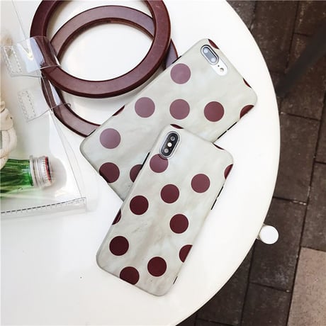 [NW557] ★ iPhone 6 / 6s / 6Plus / 6sPlus / 7 / 7Plus  / 8 / 8Plus / X ★ シェルカバー ケース ヴィンテージ レトロ ドット 水玉