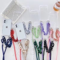 [MO177] ★iPhone7/8/SE(第2.3世代)/12/13/Pro/Pro Max/mini★ iPhoneケース ショルダー ハンドストラップ シェル型 クリア チェーン